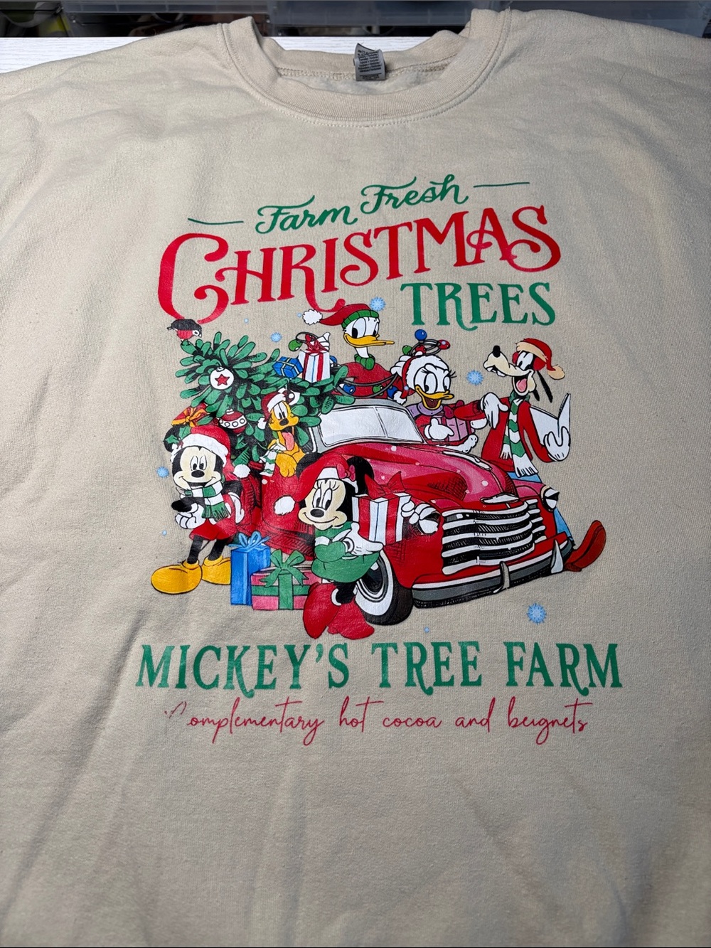 Mic Tree Farm Kids Holiday Long Sleeve Sweatshirt - Cream 2XL